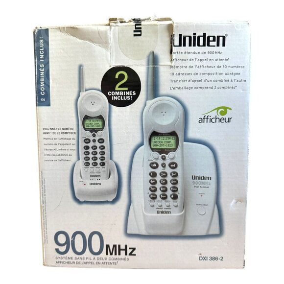 Uniden Dual Handset Cordless Phone System Call ID/ Call Waiting 900MHz DXI 386-2 - Picture 5 of 9